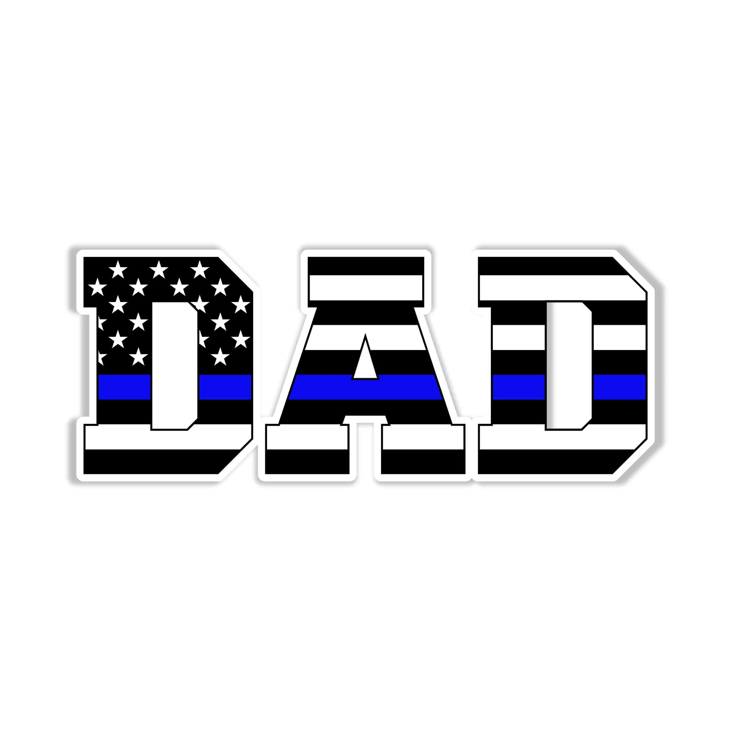 Dad Blue Line American Flag Full Color Vinyl Decal - custom size