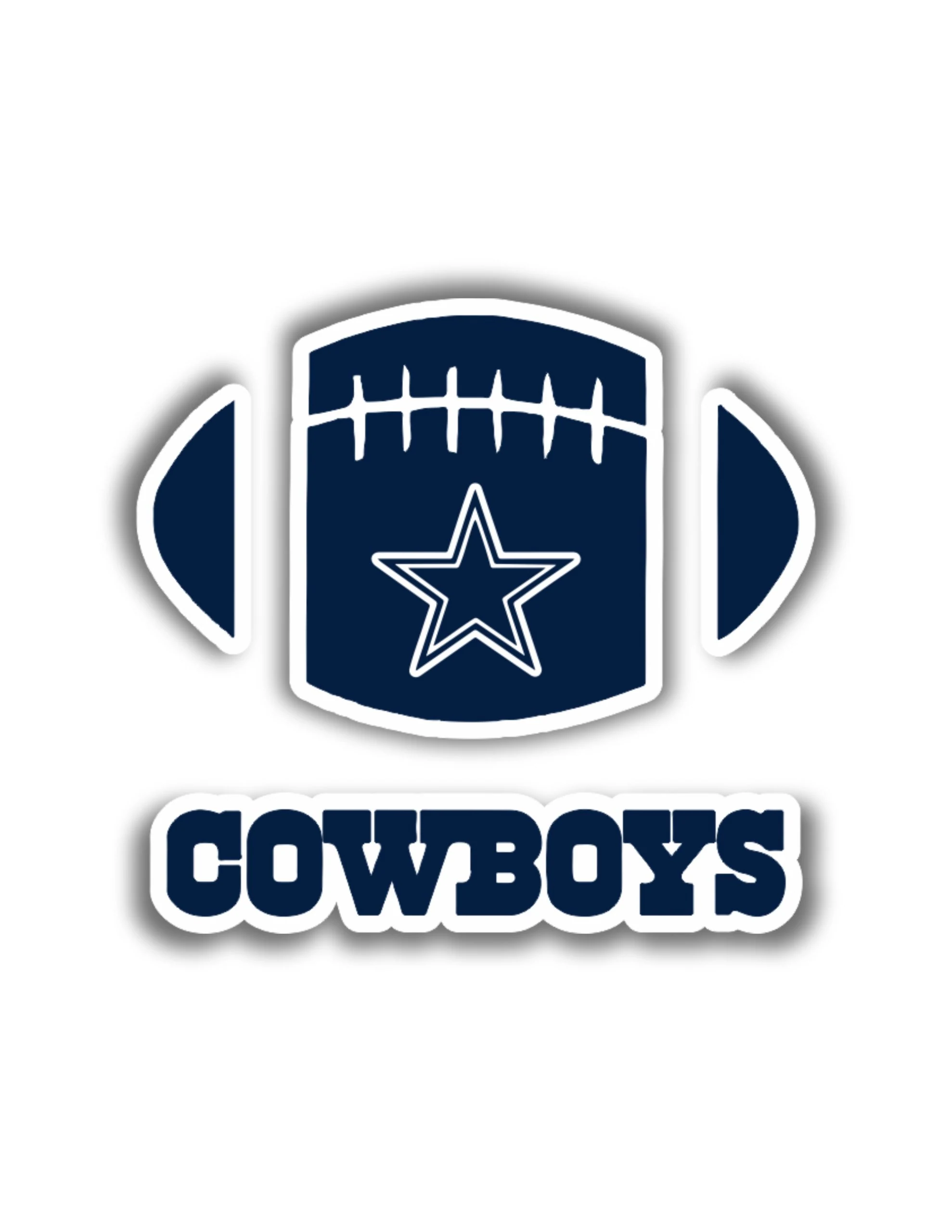 Dallas Cowboys - Football with Name - Iron On DTF Transfer - Custom Size