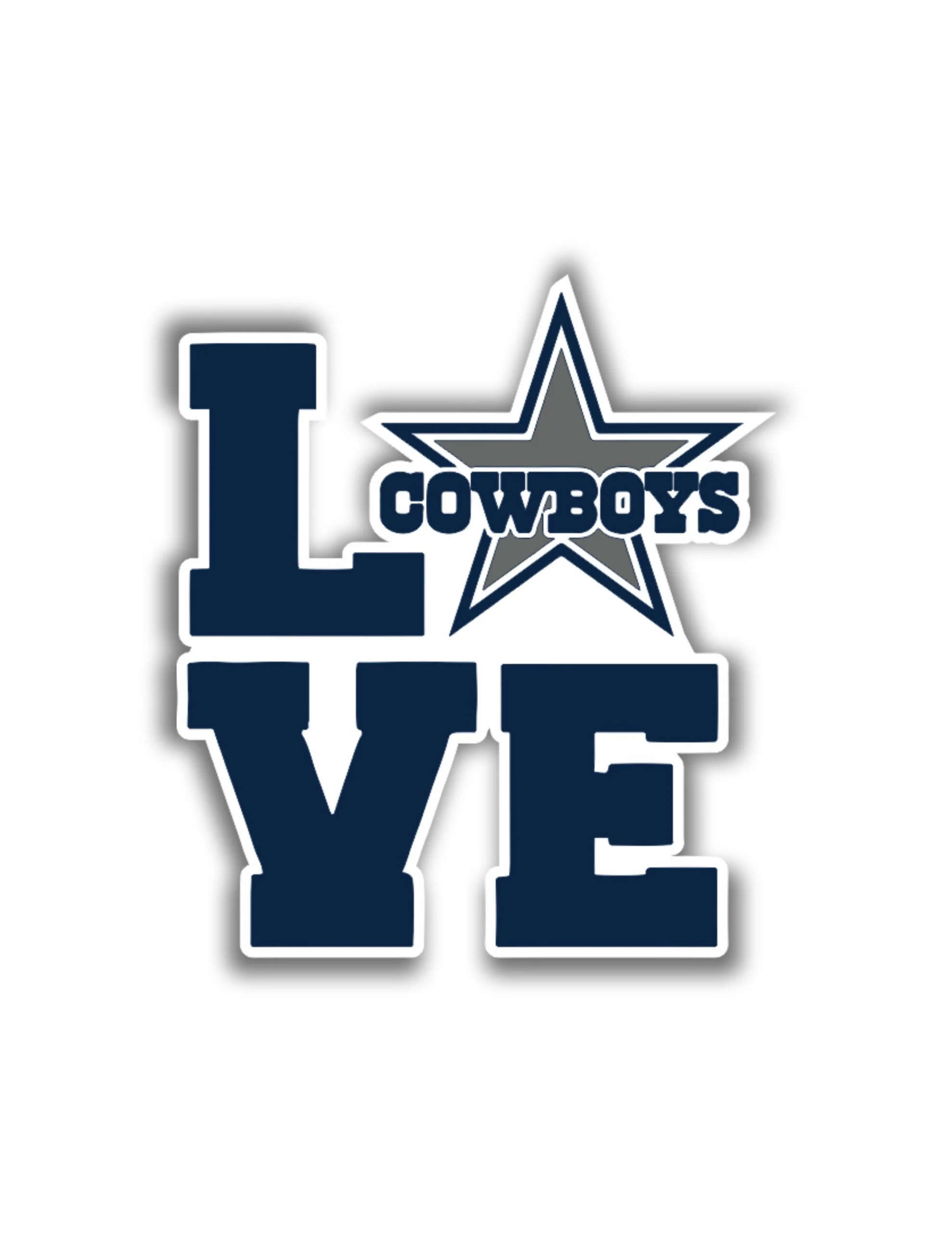 Dallas Cowboys - Love - Iron On DTF Transfer - Custom Size