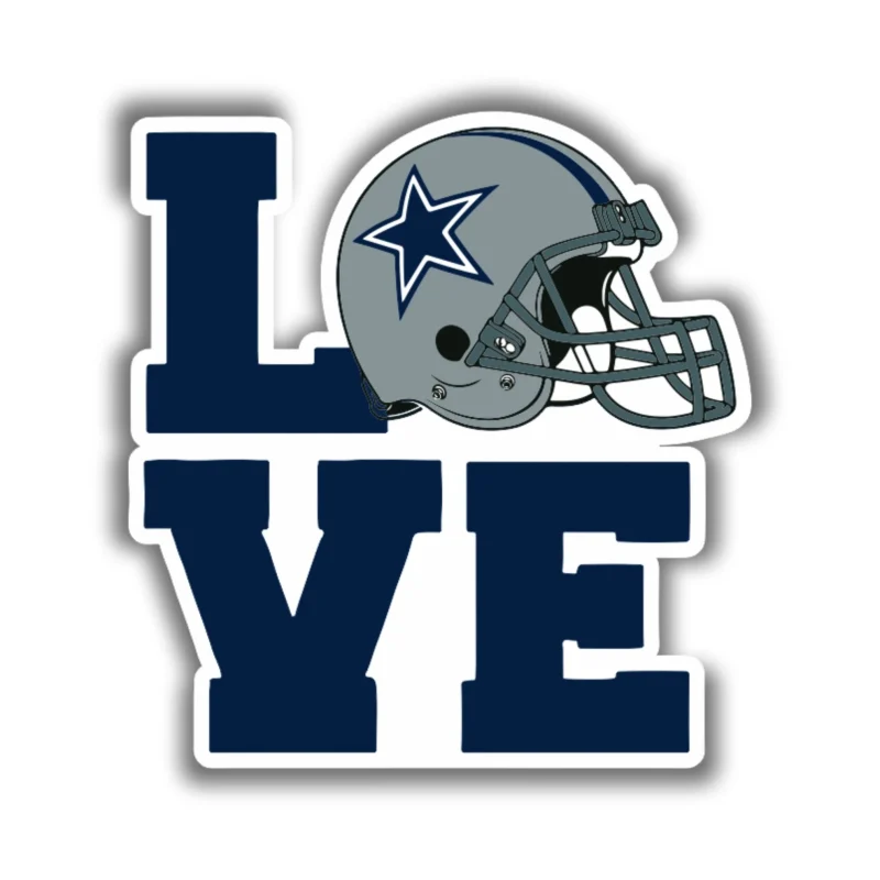 Dallas Cowboys - Love With Helmet - Temporary Tattoo