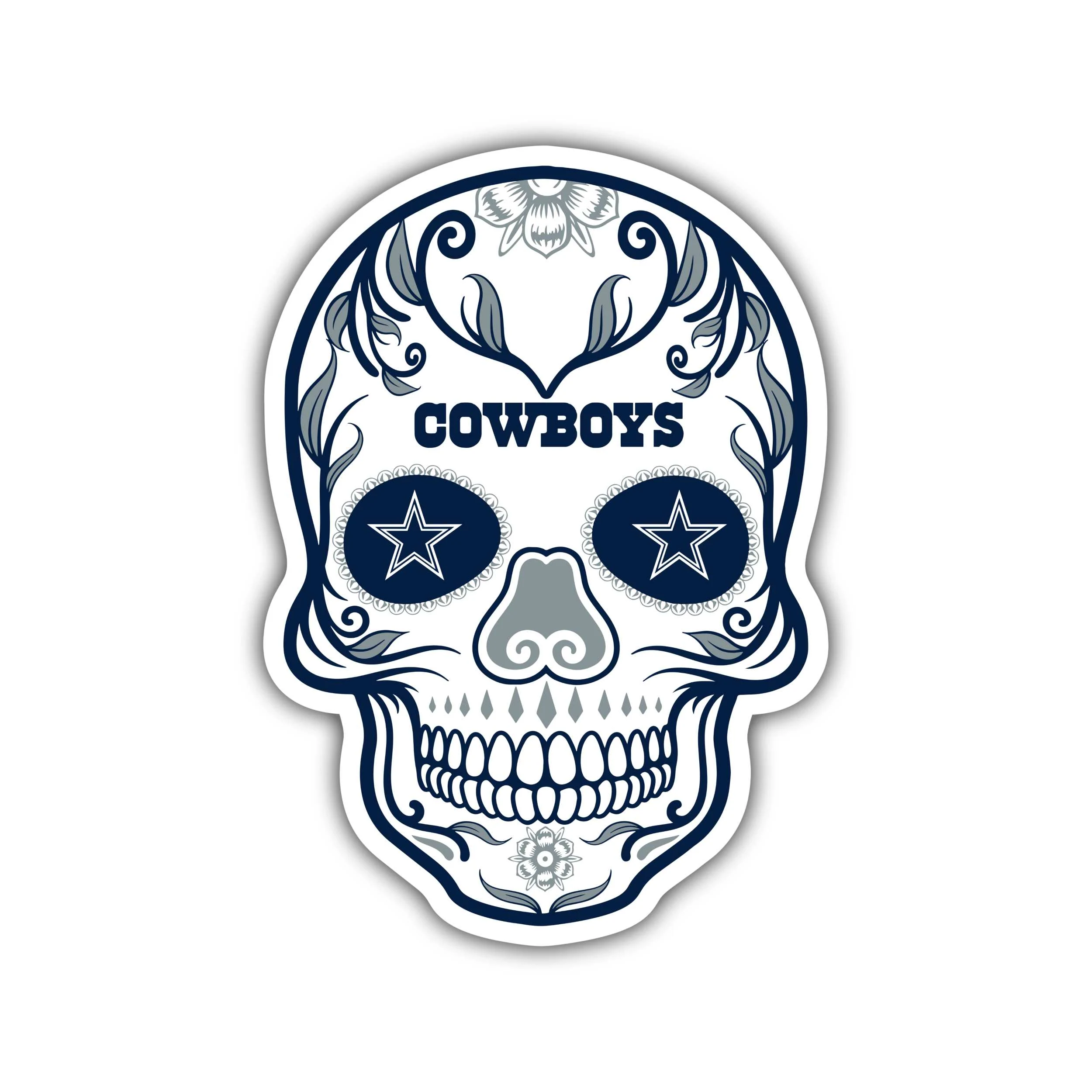 Dallas Cowboys - Sugar Skull - Full Color Vinyl Sticker - Custom Size