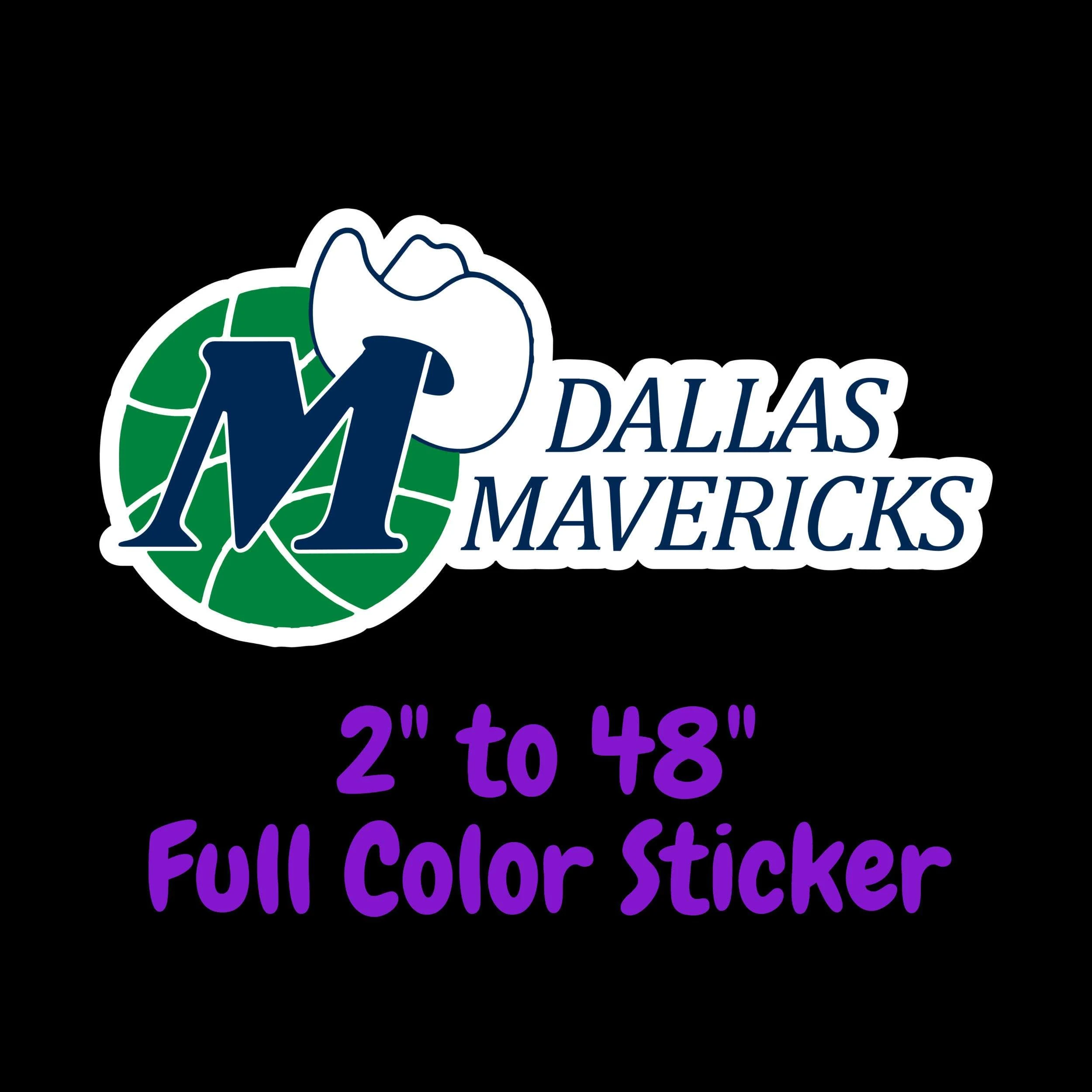 Dallas Mavericks - Basketball With Hat And Name - Full Color Vinyl Sticker - Custom Size