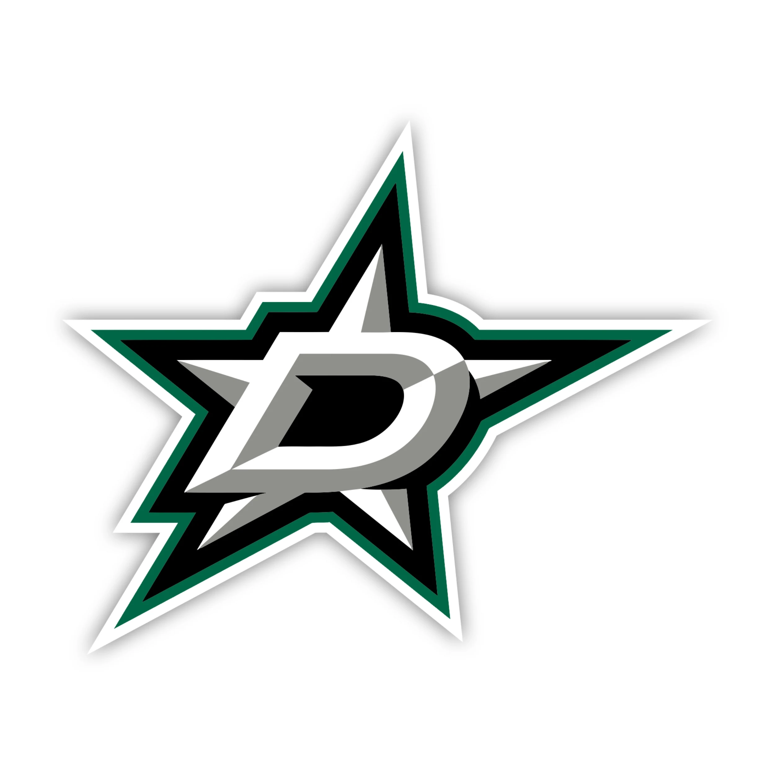 Dallas Stars - Star With D In Center - Full Color Vinyl Sticker - Custom Size