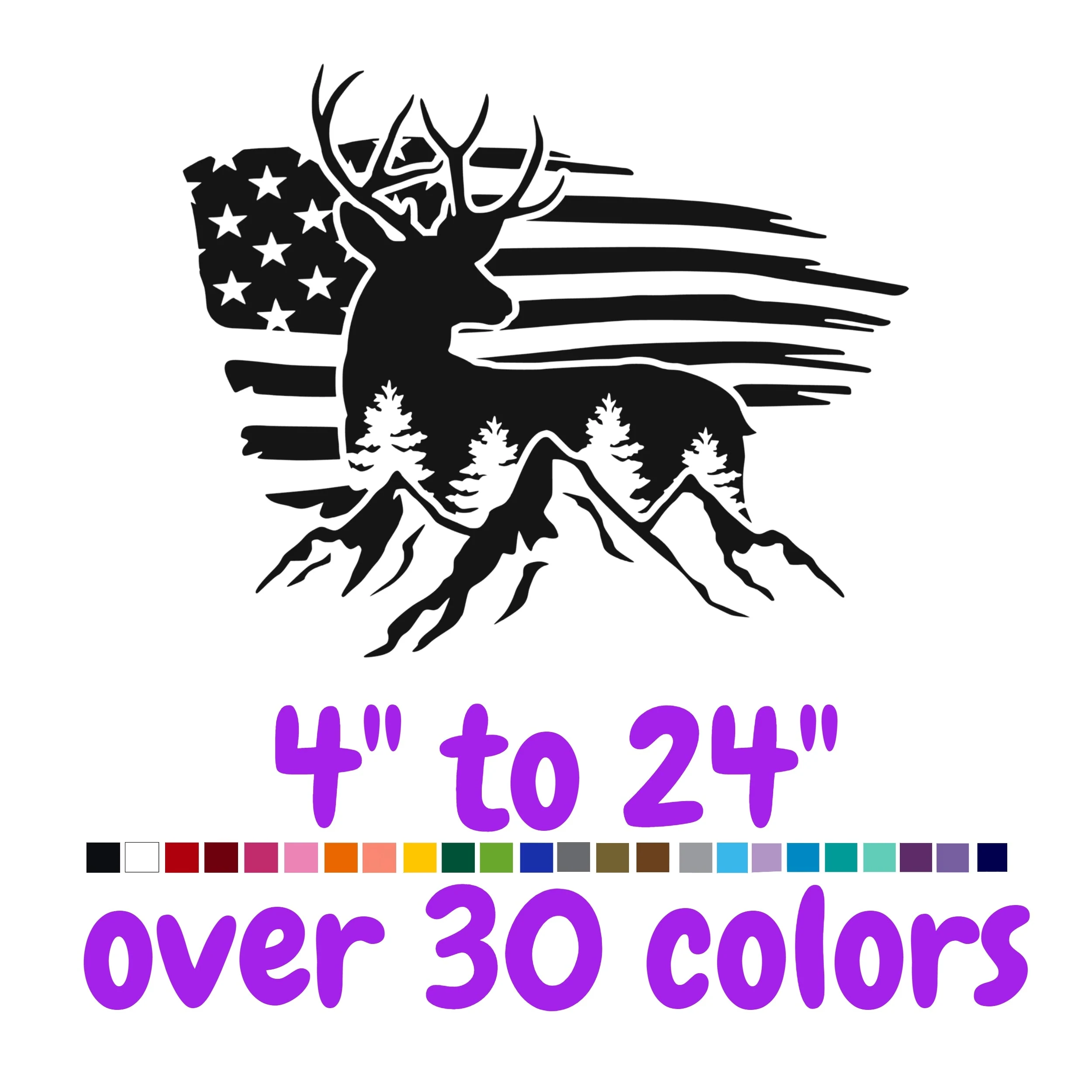 Deer American Flag Vinyl Decal - Custom Size