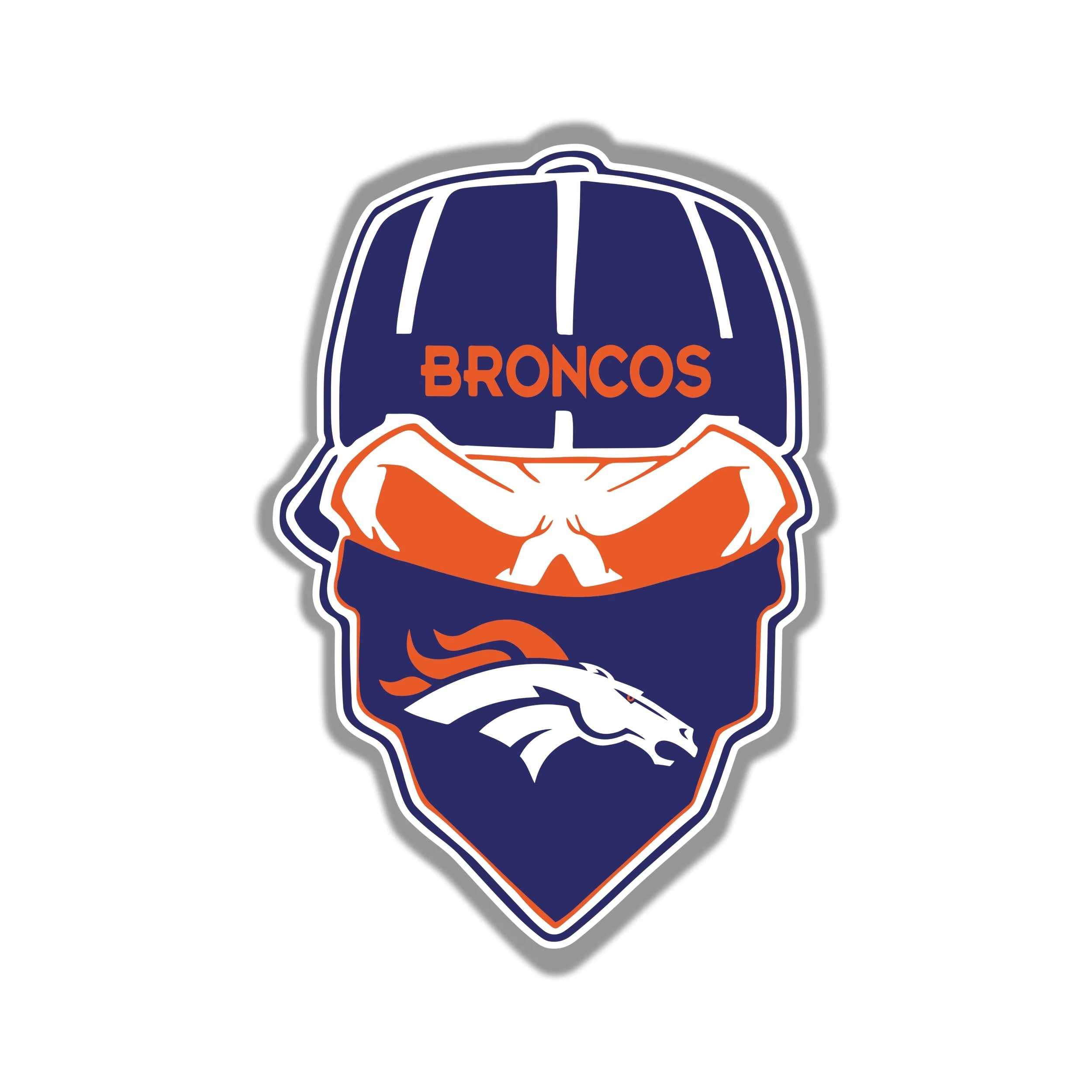 Denver Broncos - Skull - Full Color Vinyl Sticker - Custom Size- (Copy)