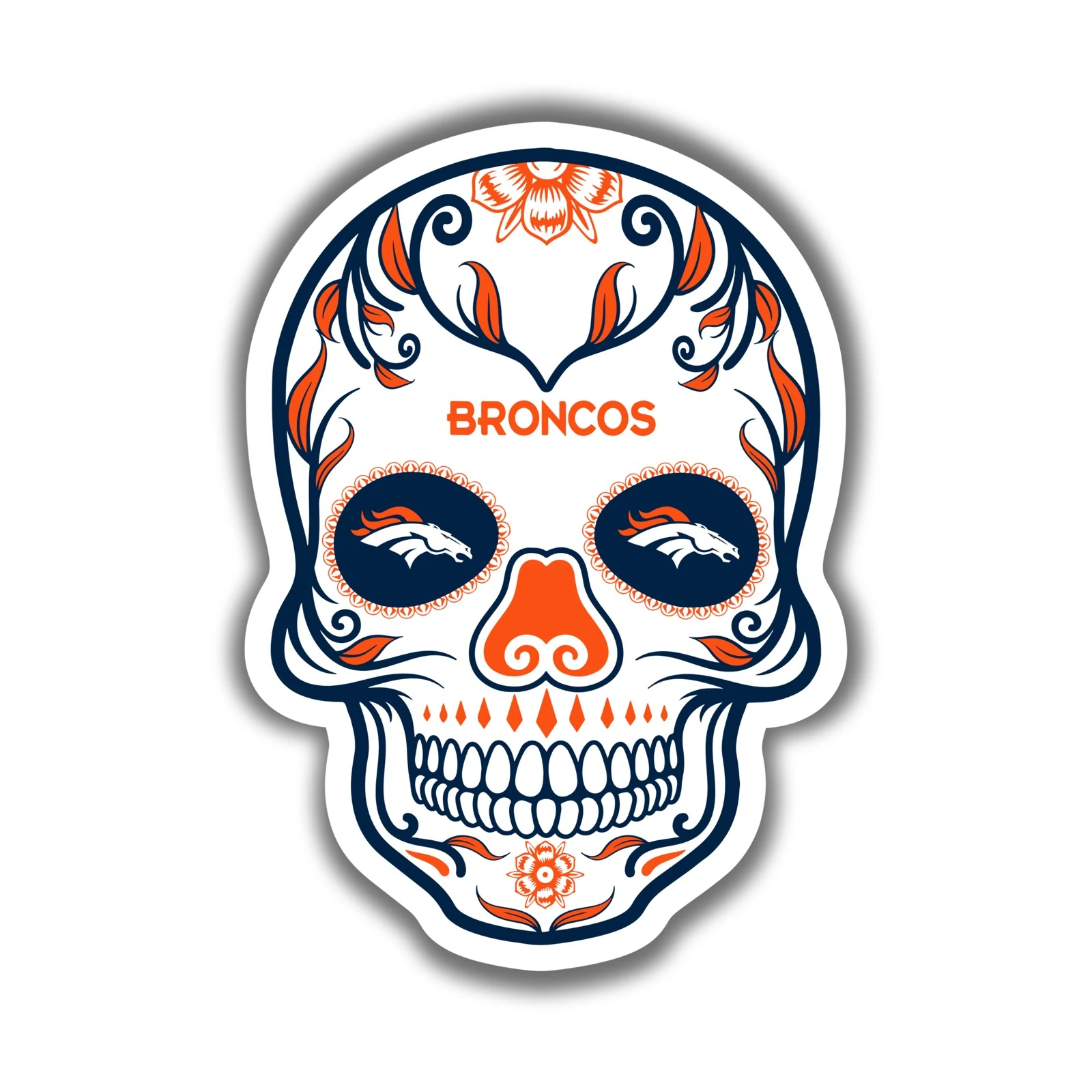 Denver Broncos - Sugar Skull - Temporary Tattoo