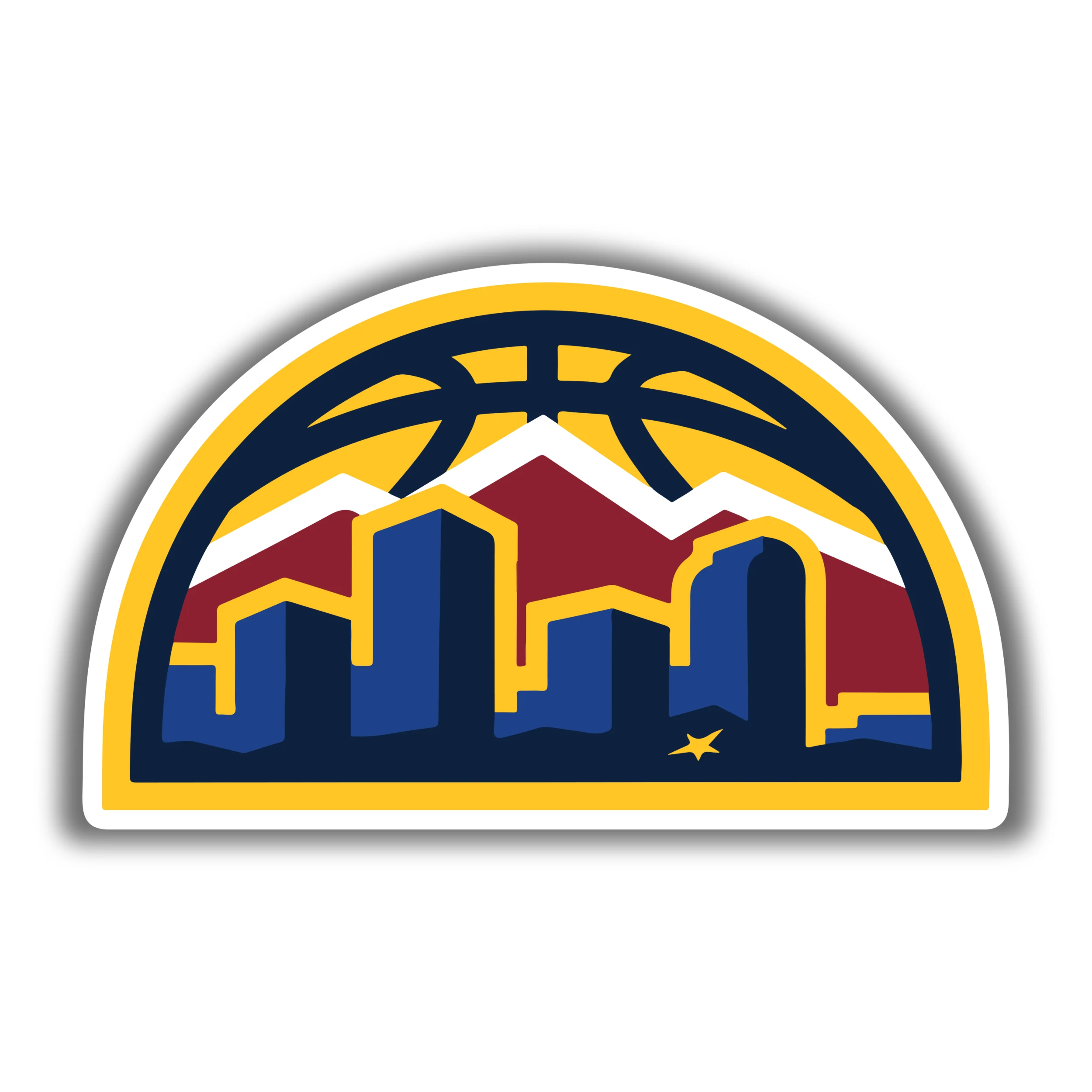 Denver Nuggets - Basketball With Skyline - Iron On DTF Transfer - Custom Size
