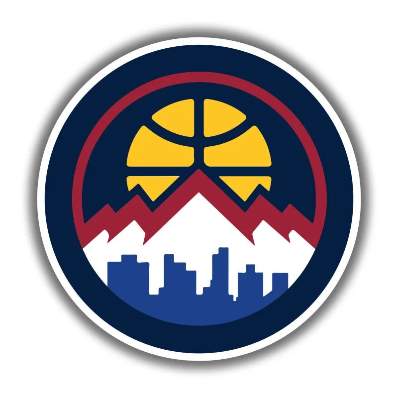 Denver Nuggets - Blue Circle with Basketball And Mountain - Iron On DTF Transfer - Custom Size