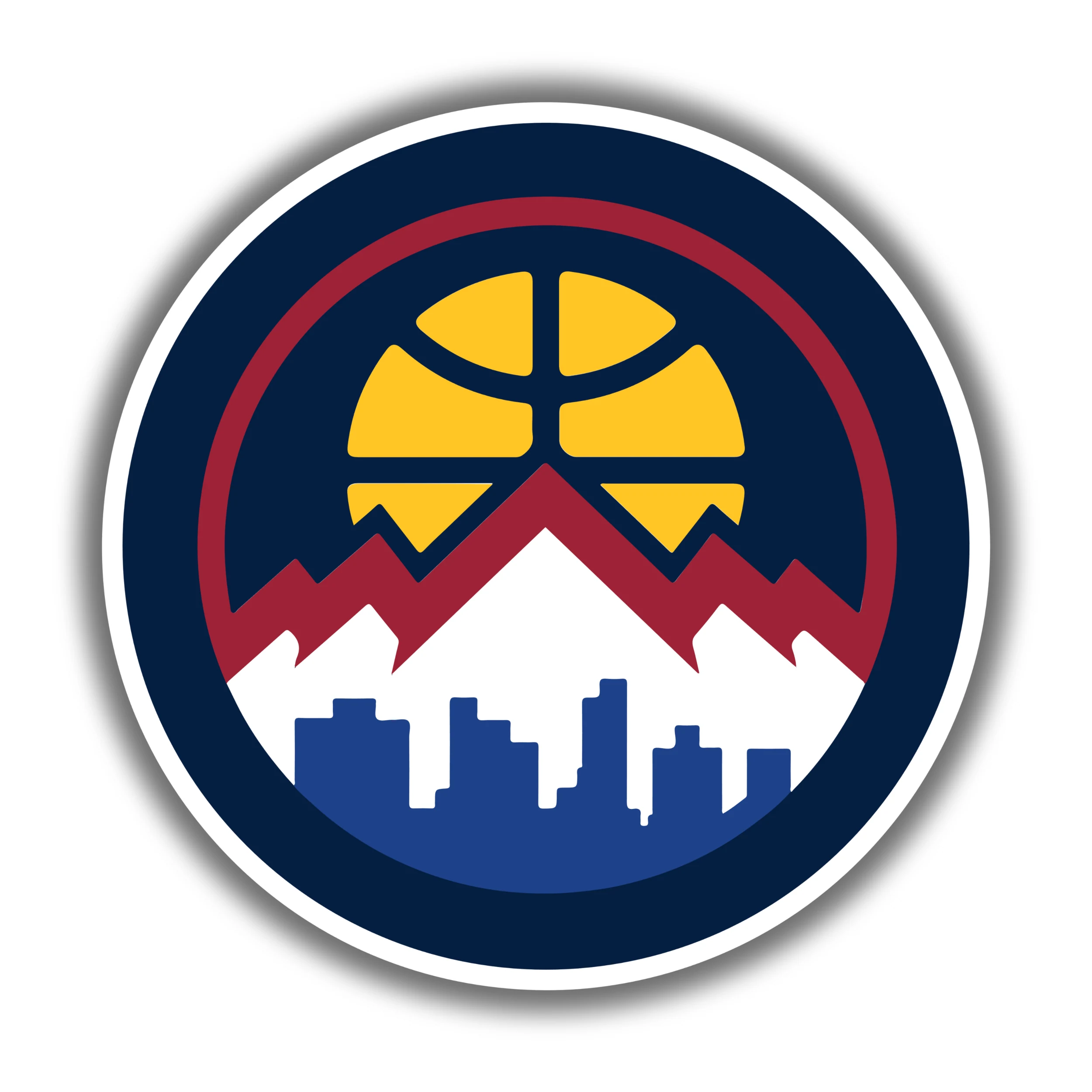 Denver Nuggets - Blue Circle with Basketball And Mountain- Temporary Tattoo
