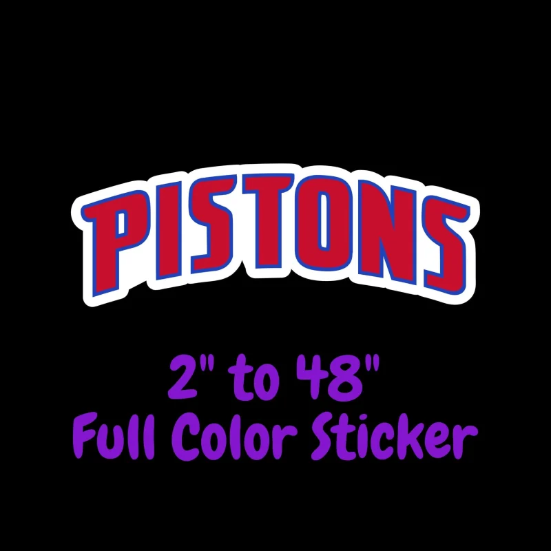 Detroit Pistons Full Color Vinyl Sticker - Custom Size