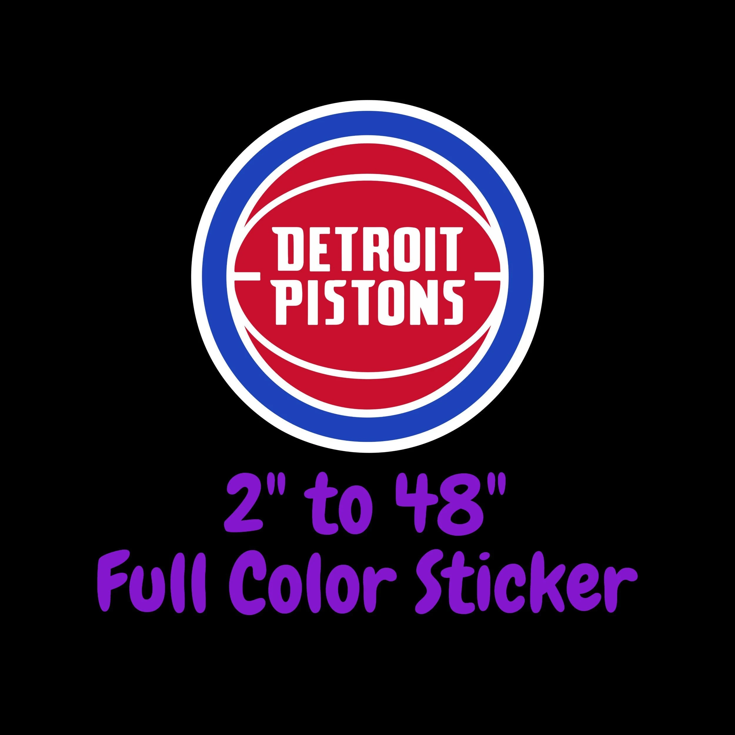 Detroit Pistons Full Color Vinyl Sticker - Custom Size