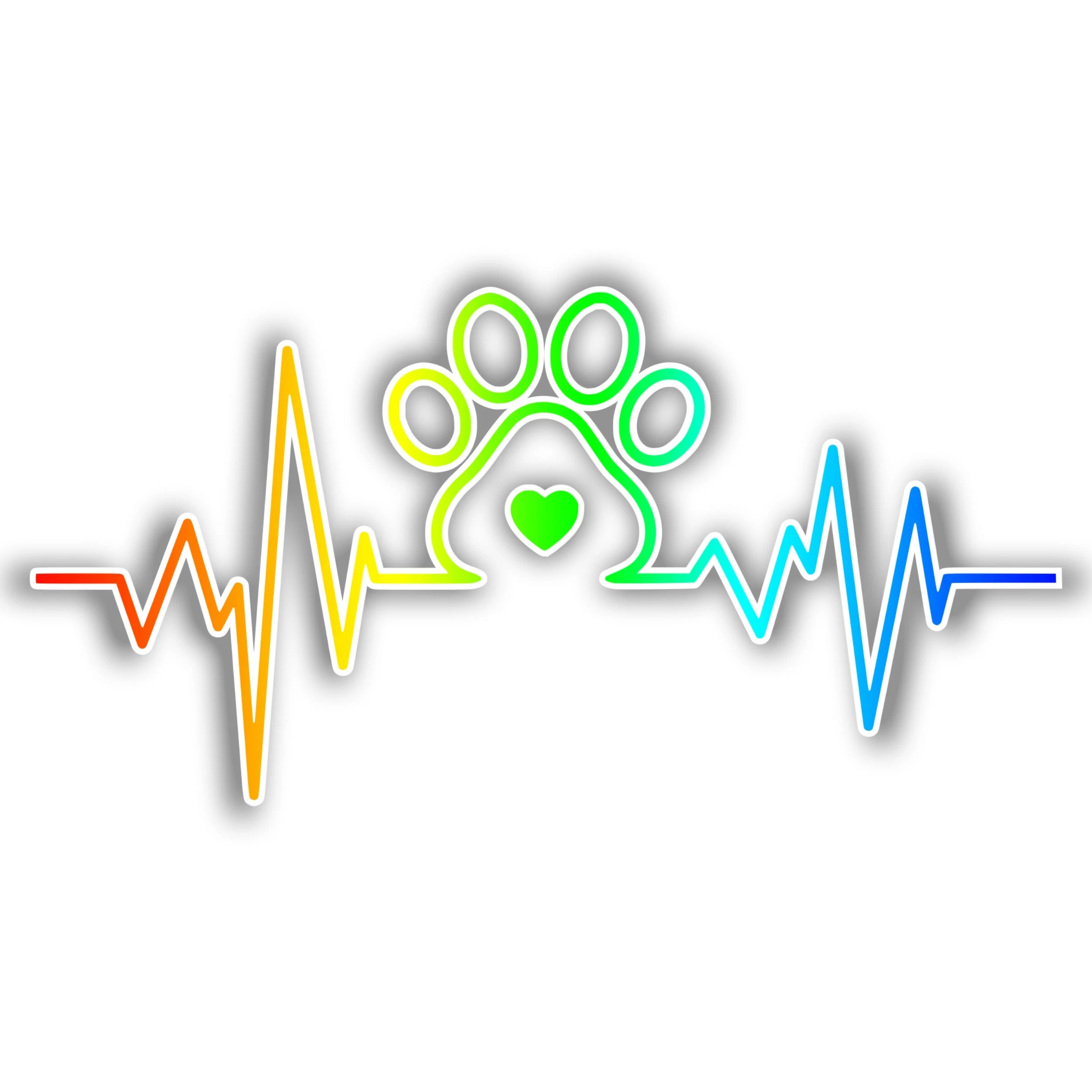 Dog Paw with Heartbeat Full Color Vinyl Decal
