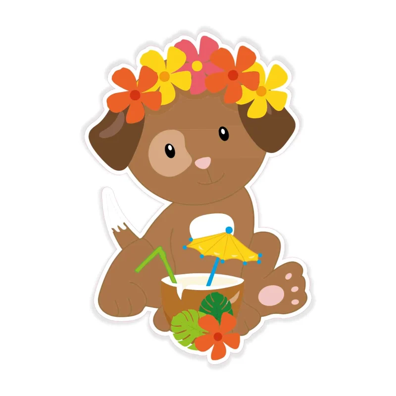 Dog With Coconut - Full Color Vinyl Decal