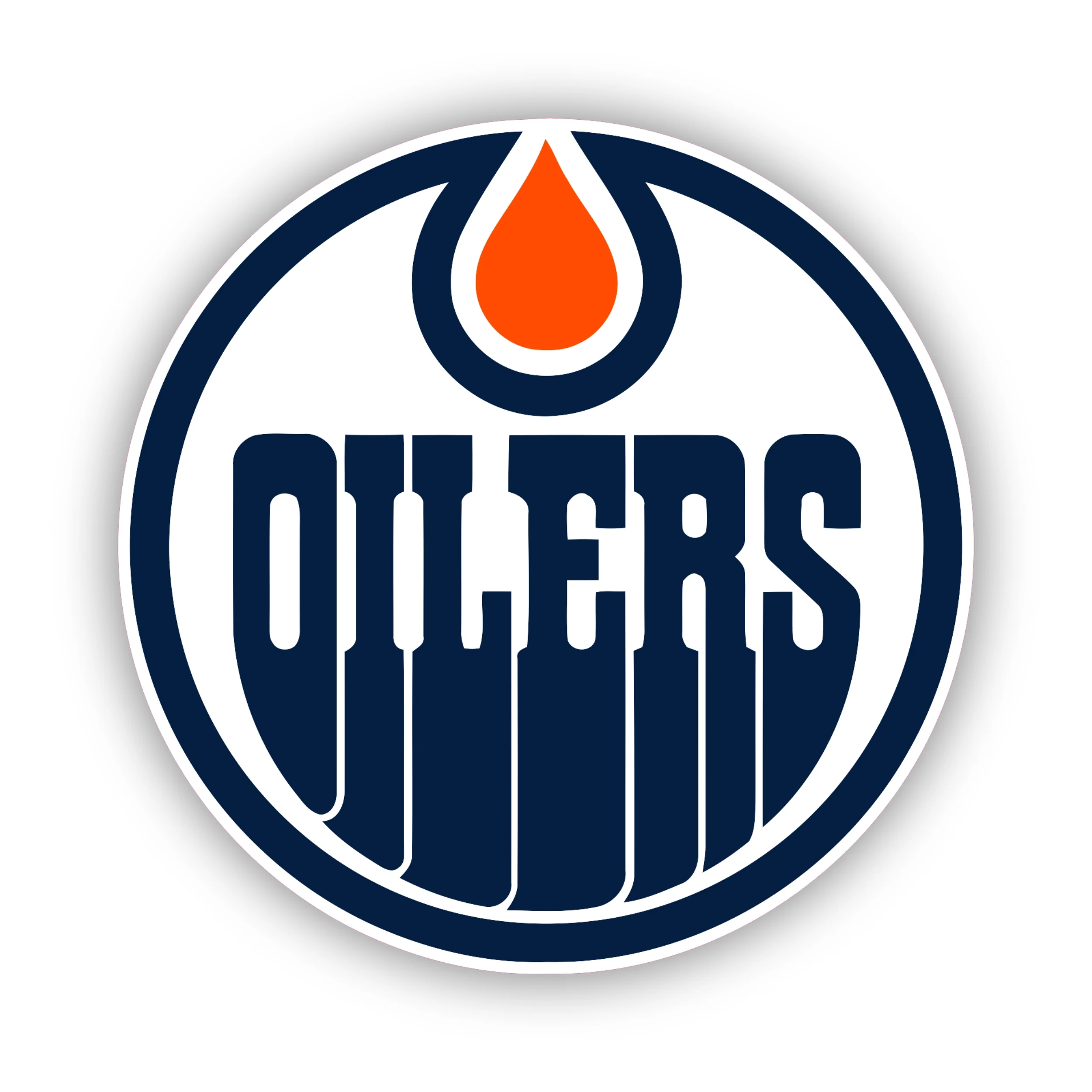 Edmonton Oilers - White Circle With Oilers - Iron On DTF Transfer - Custom Size