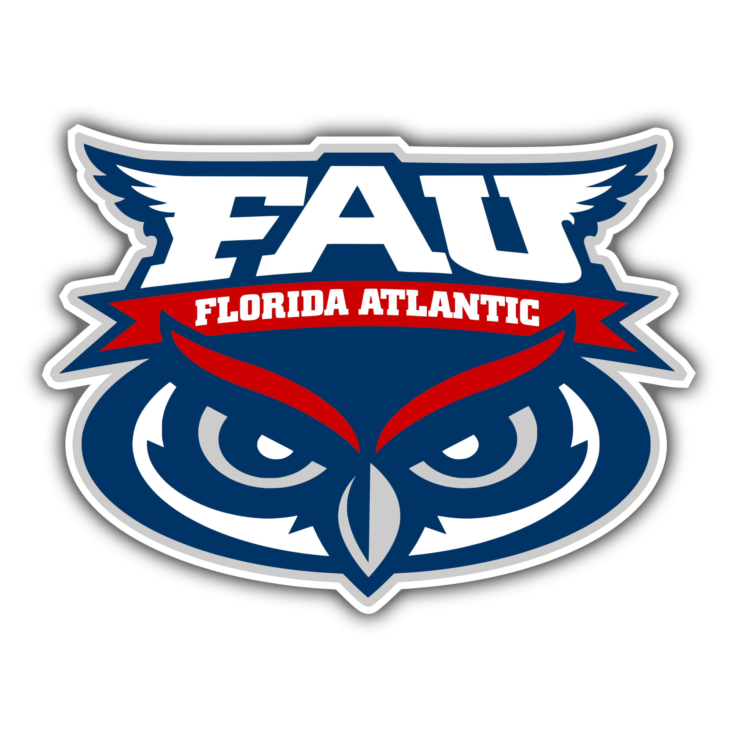Florida Atlantic Owls - Owl Head with Name - Iron On DTF Transfer - Custom Size