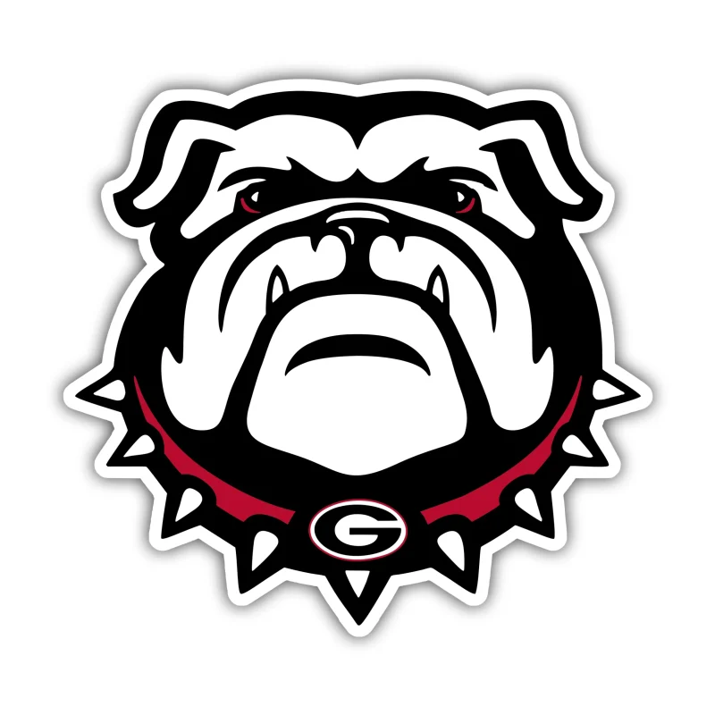 Georgia Bulldogs - Bulldog Head with G - Full Color Vinyl Decal - Custom Size