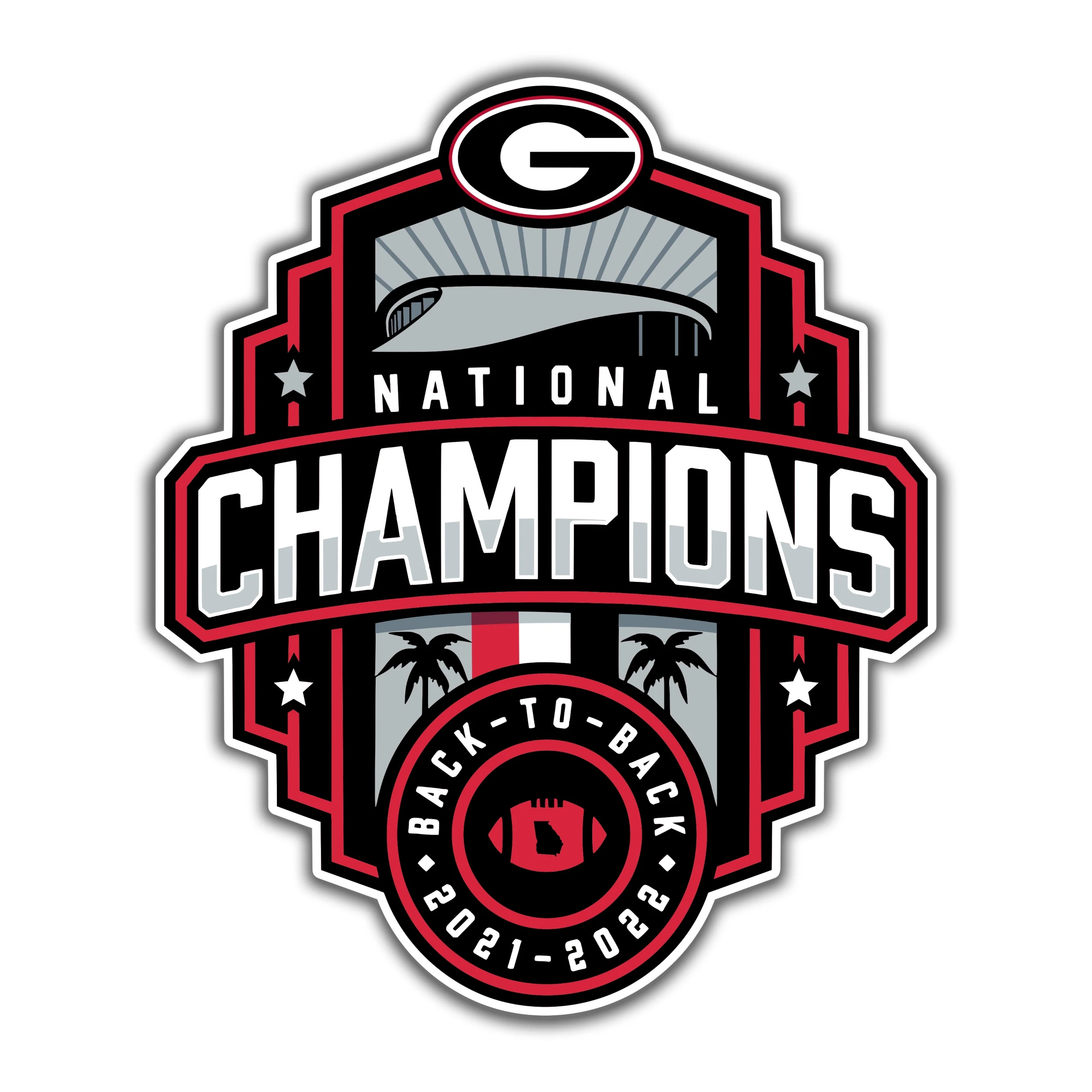 Georgia Bulldogs - National Champions 2022 - Full Color Vinyl Decal - Custom Size