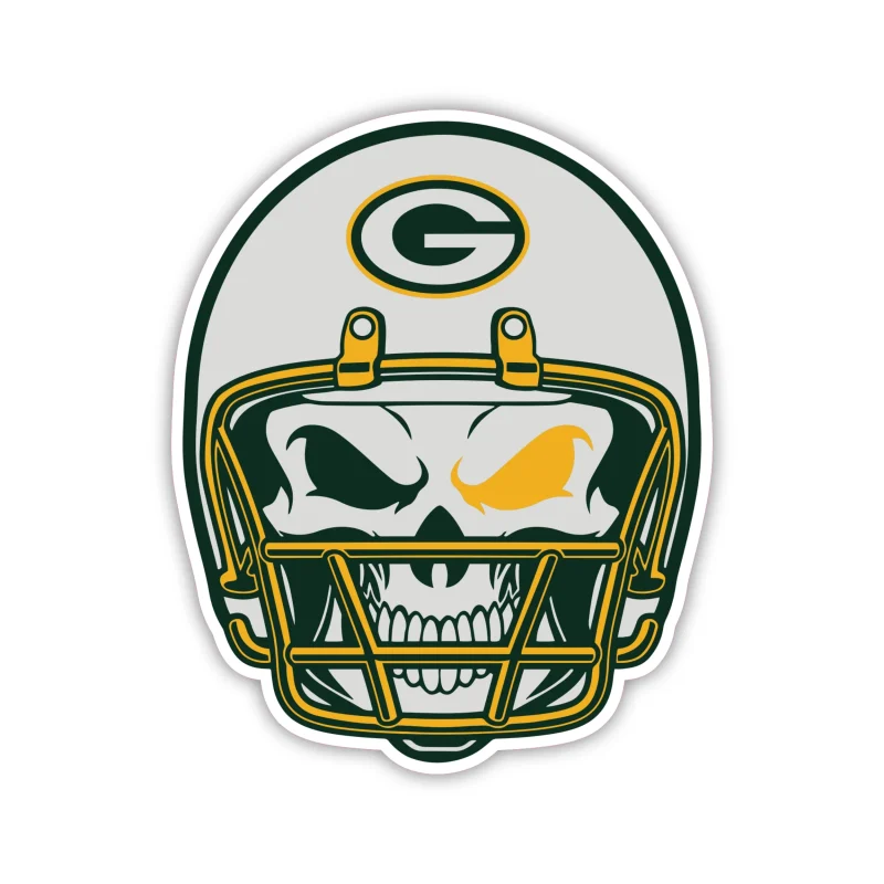 Green Bay Packers - Skull With Helmet - Iron On DTF Transfer - Custom Size