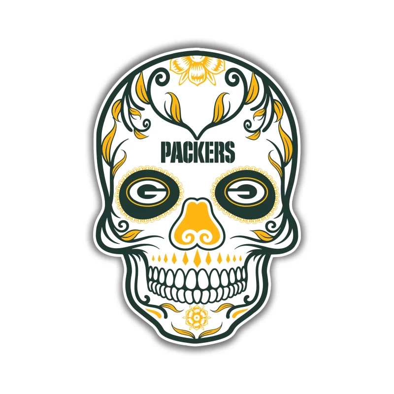 Green Bay Packers - Sugar Skull - Iron On DTF Transfer - Custom Size