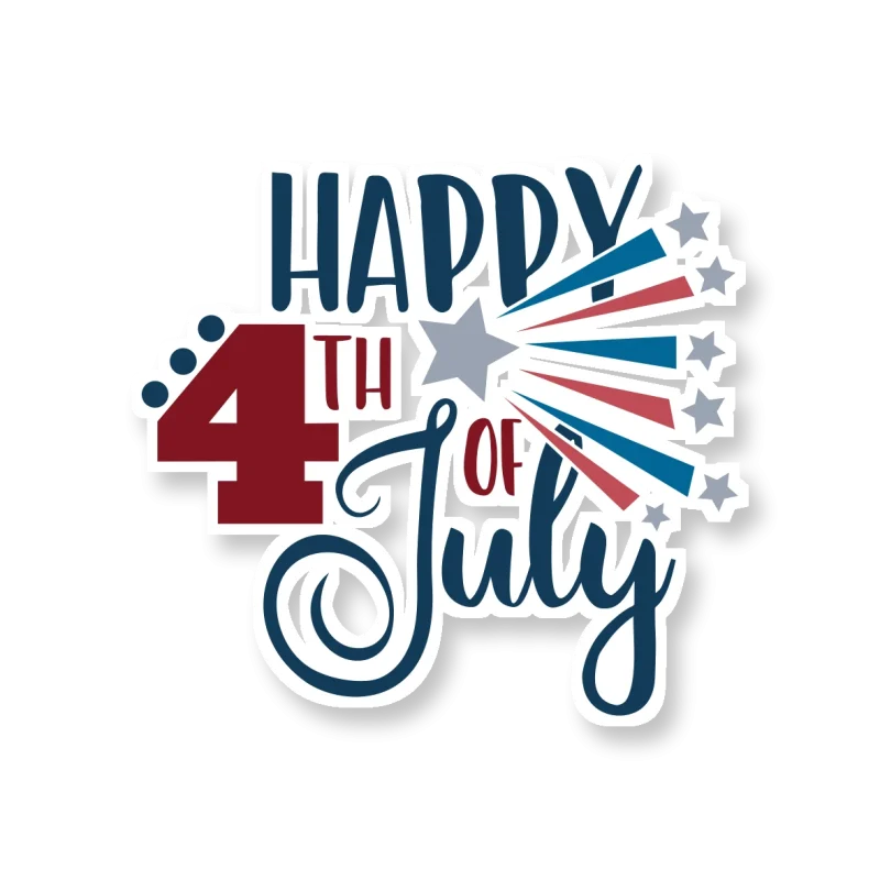 Happy 4th of July - Full Color Vinyl Sticker - Custom Size