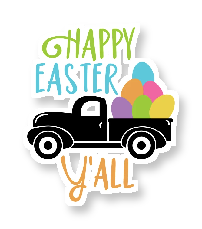 Happy Easter Yall - Full Color Vinyl Sticker - Custom Size