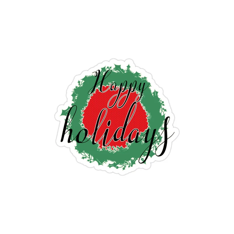 Happy Holidays Full Color Vinyl Sticker - Custom Size