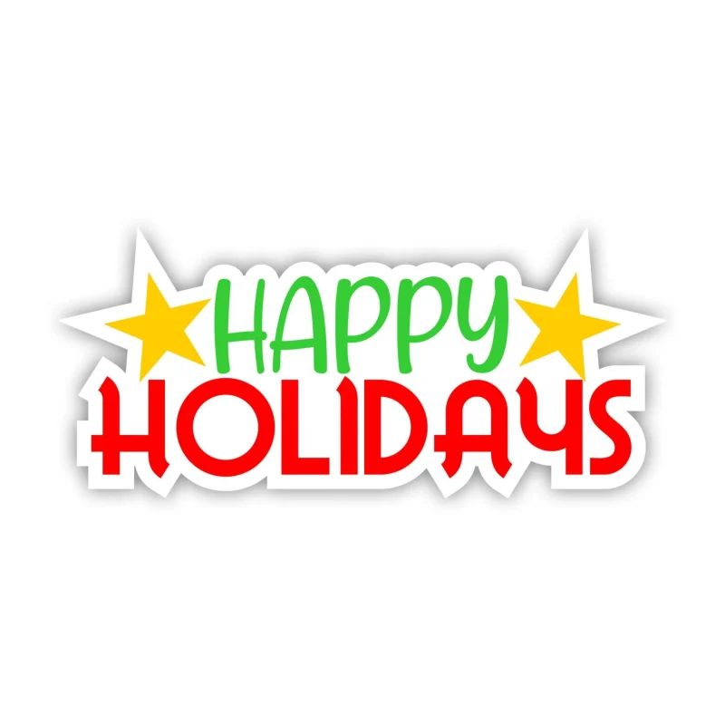 Happy Holidays Full Color Vinyl Sticker - Custom Size