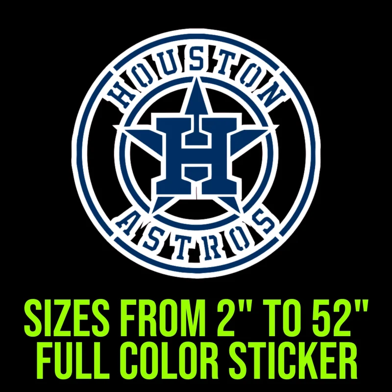 Houston Astros - Blue and white Circle With Name - Full Color Vinyl Sticker - Custom Size