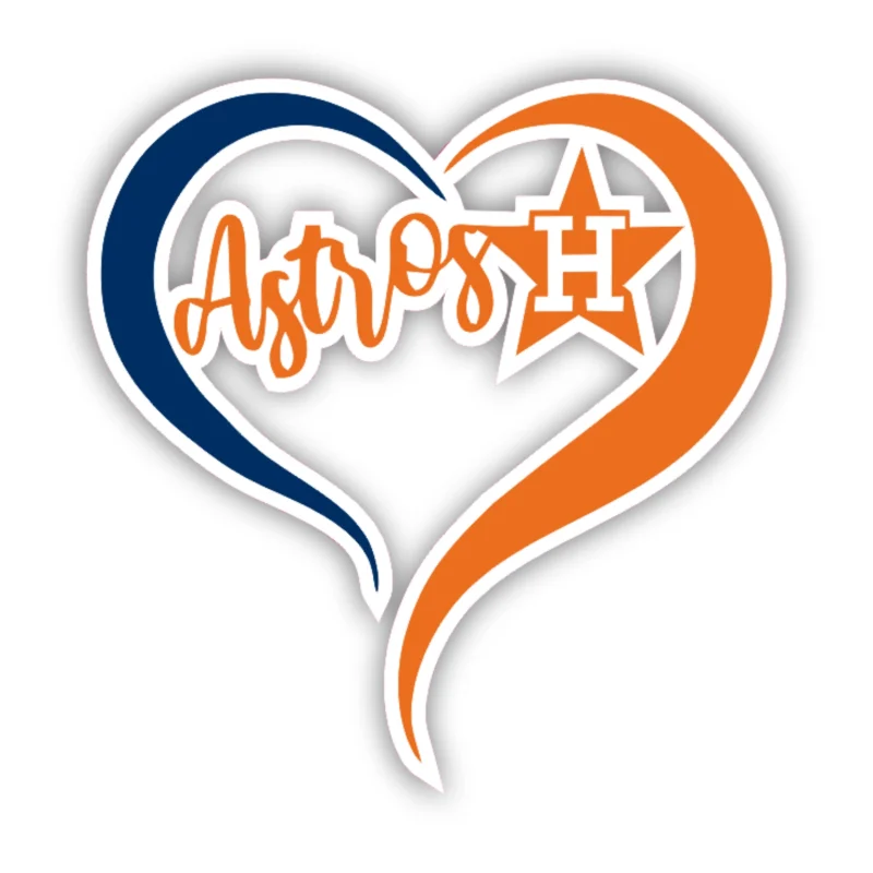 Houston Astros - Heart - Iron On DTF Transfer - Custom Size