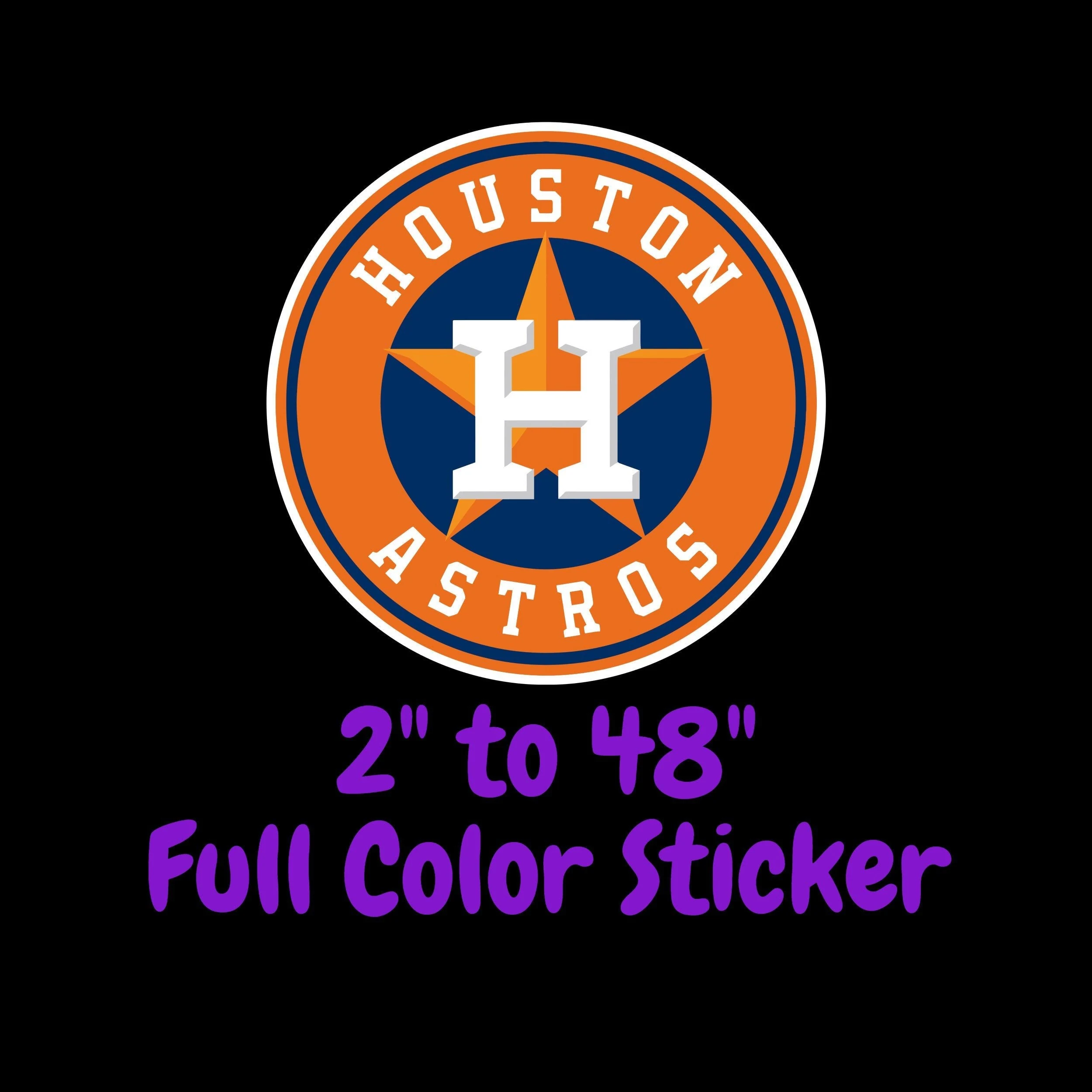 Houston Astros - Orange Circle With Name - Full Color Vinyl Sticker - Custom Size