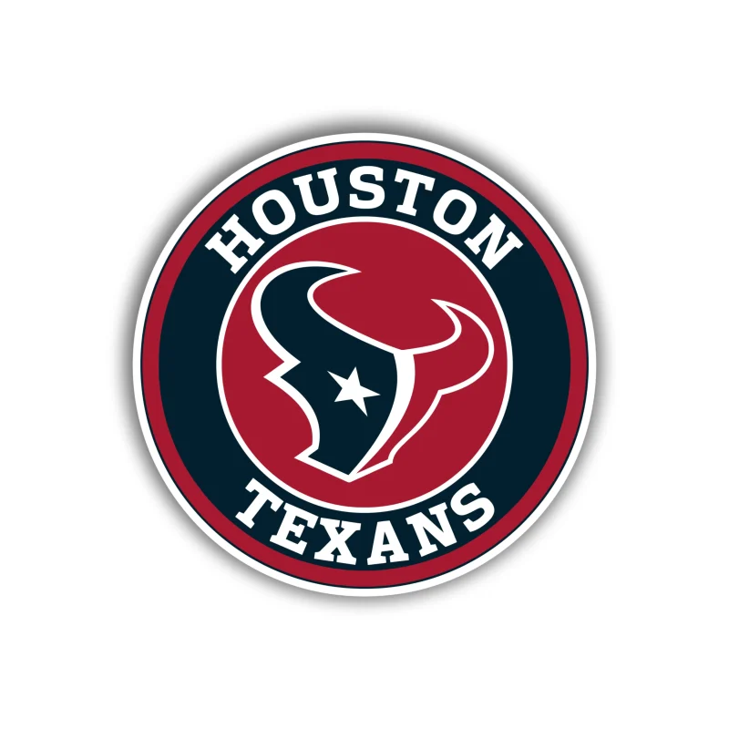 Houston Texans - Red And Blue Circle - Iron On DTF Transfer - Custom Size