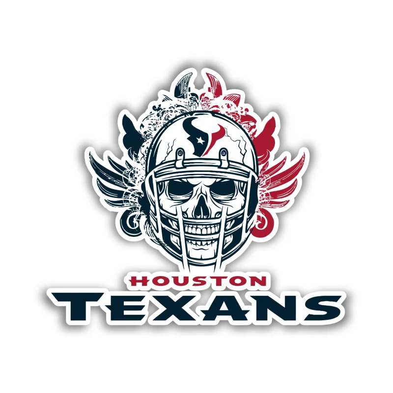 Houston Texans - Skull With Helmet And Nam - Full Color Vinyl Sticker - Custom Size