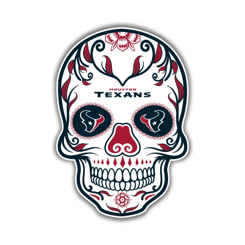 Houston Texans - Sugar Skull - Full Color Vinyl Sticker - Custom Size