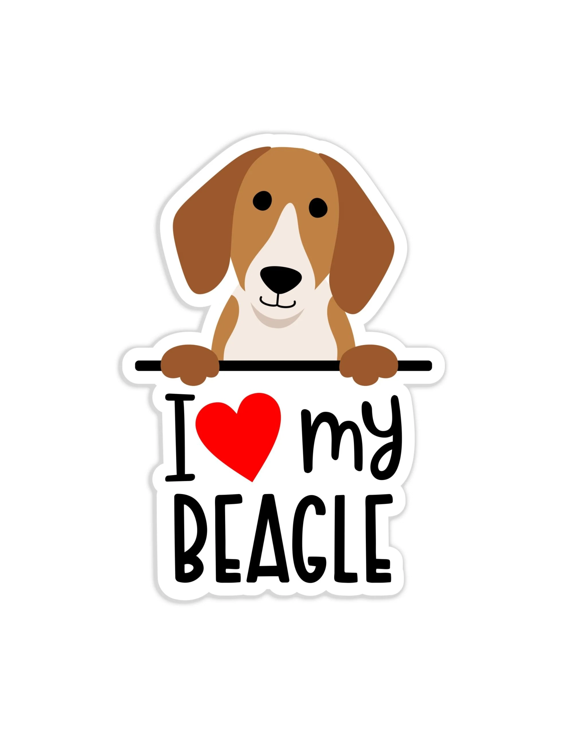 I Love My Beagle - Dog Full Color Vinyl Decal