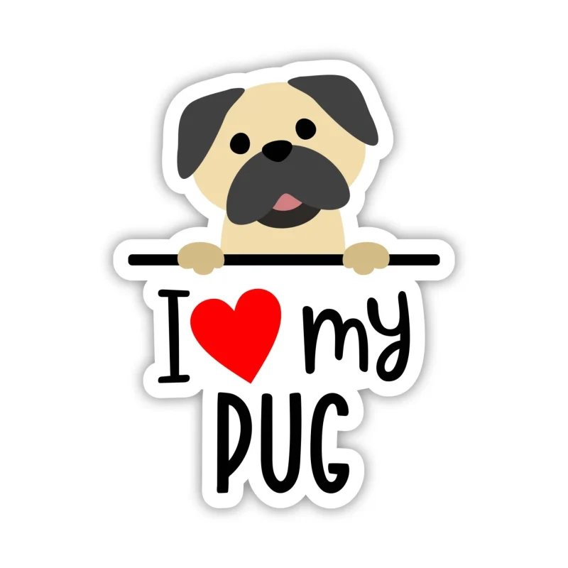 I Love My Pug - Dog Full Color Vinyl Decal