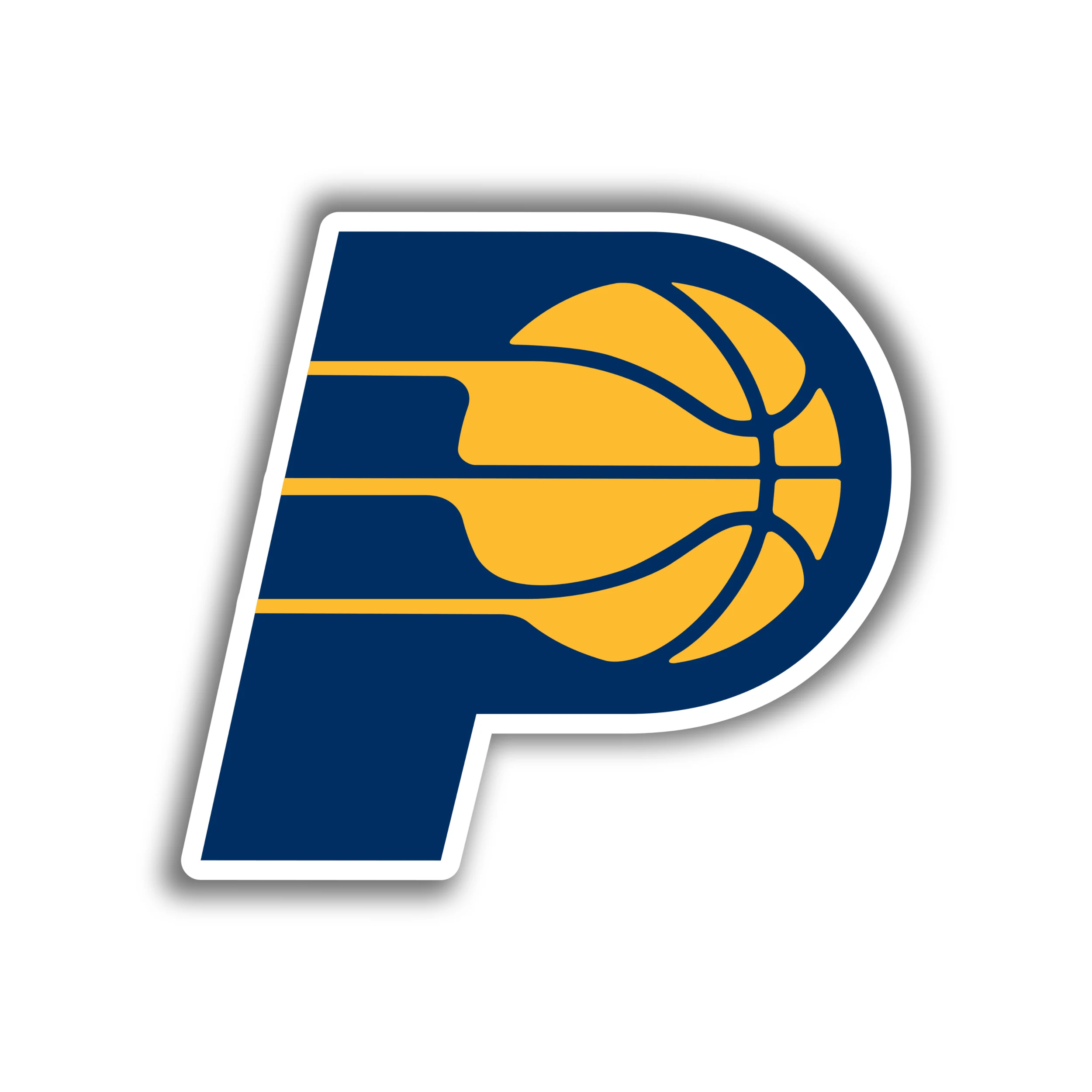 Indiana Pacers - Blue P With Basketball - Iron On DTF Transfer - Custom Size