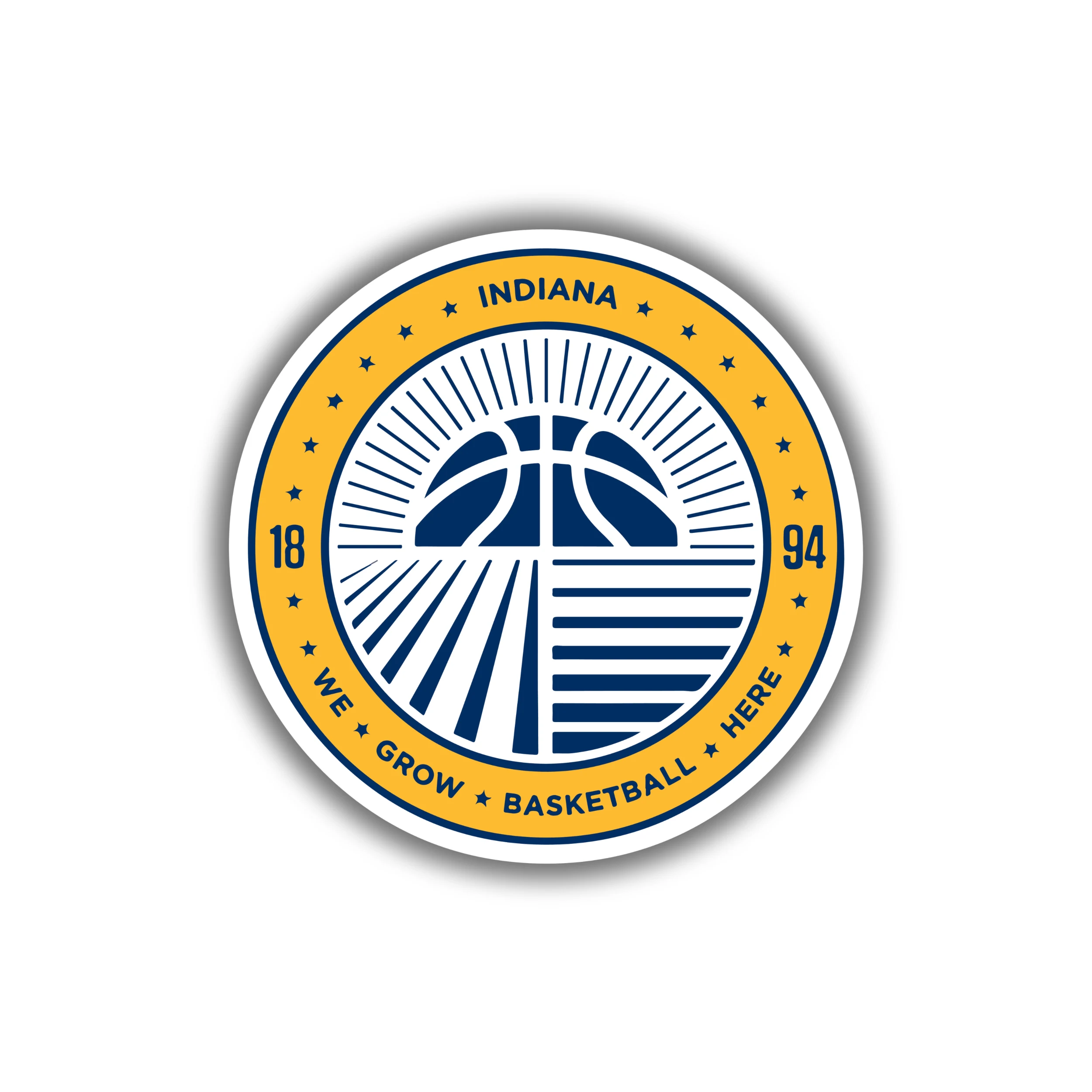 Indiana Pacers - Yellow Circle With Blue Basketball - Temporary Tattoo