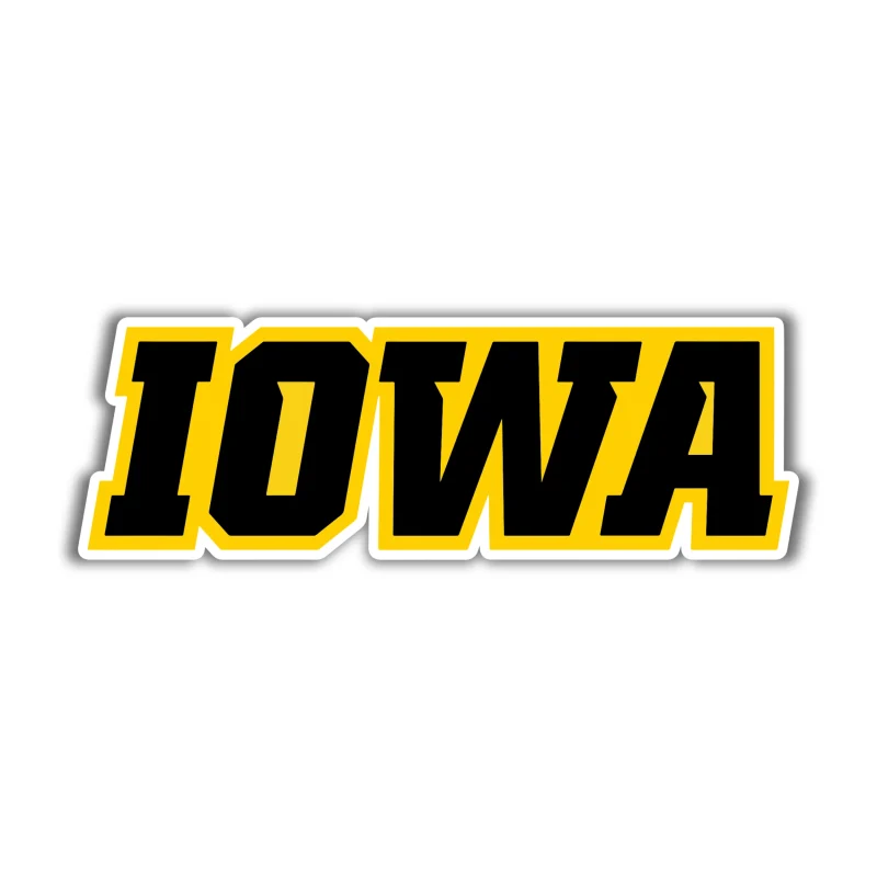 Iowa Hawkeyes - Black Iowa - Full Color Vinyl Decal - Custom Size