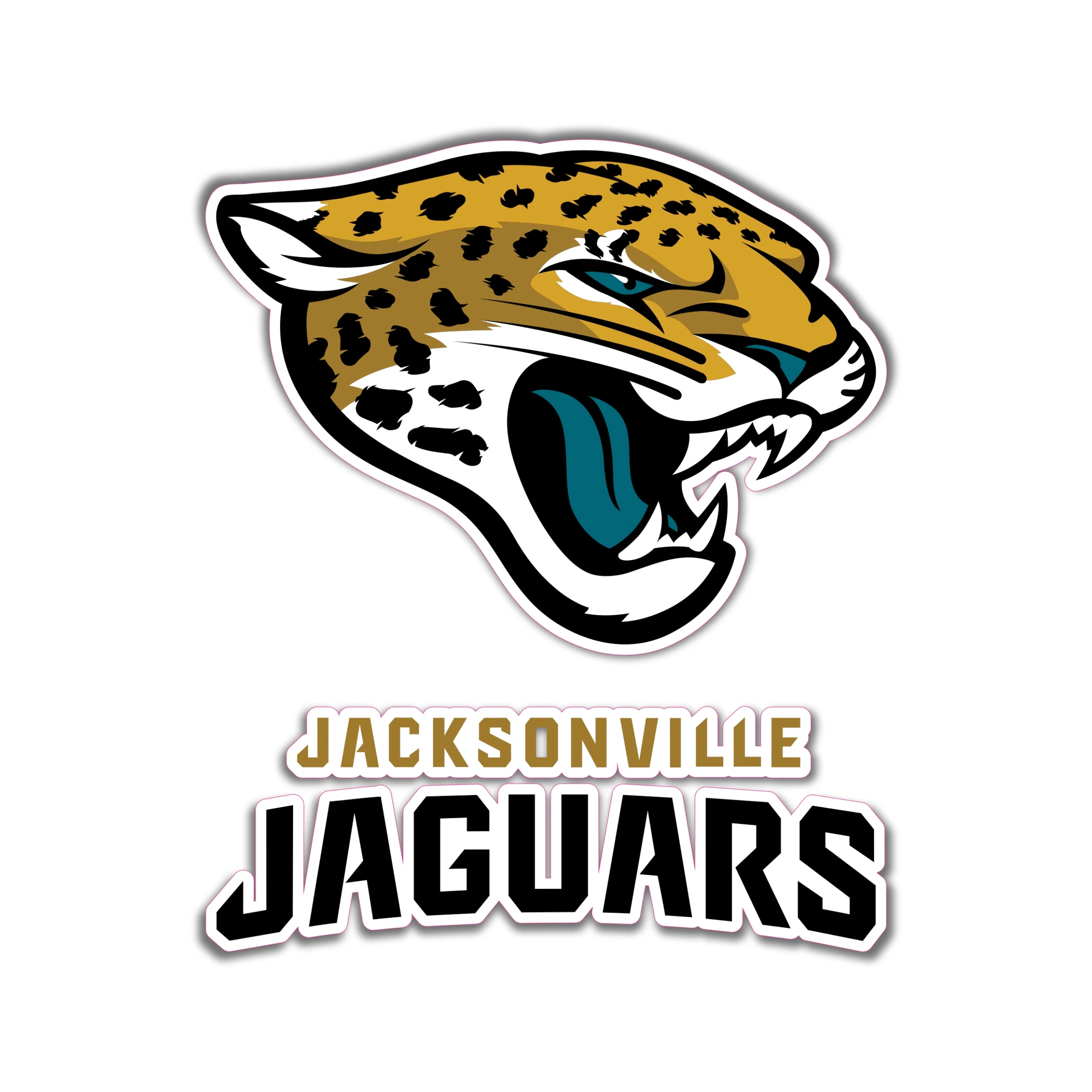 Jacksonville Jaguars - Jaguar Head With Name Underneath - Temporary Tattoo