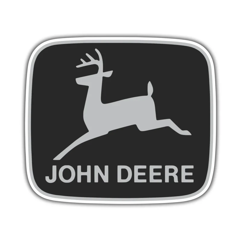 John Deere - Black and Grey - Square - Full Color Vinyl Sticker - Custom Size