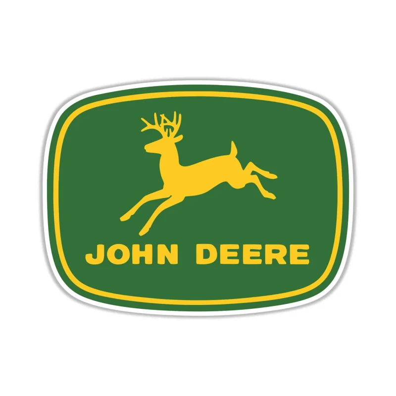 John Deere - Green and Yellow - Leaping deer - Full Color Vinyl Sticker - Custom Size