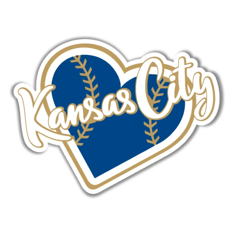 Kansas City Royals - Heart - Full Color Vinyl Sticker - Custom Size
