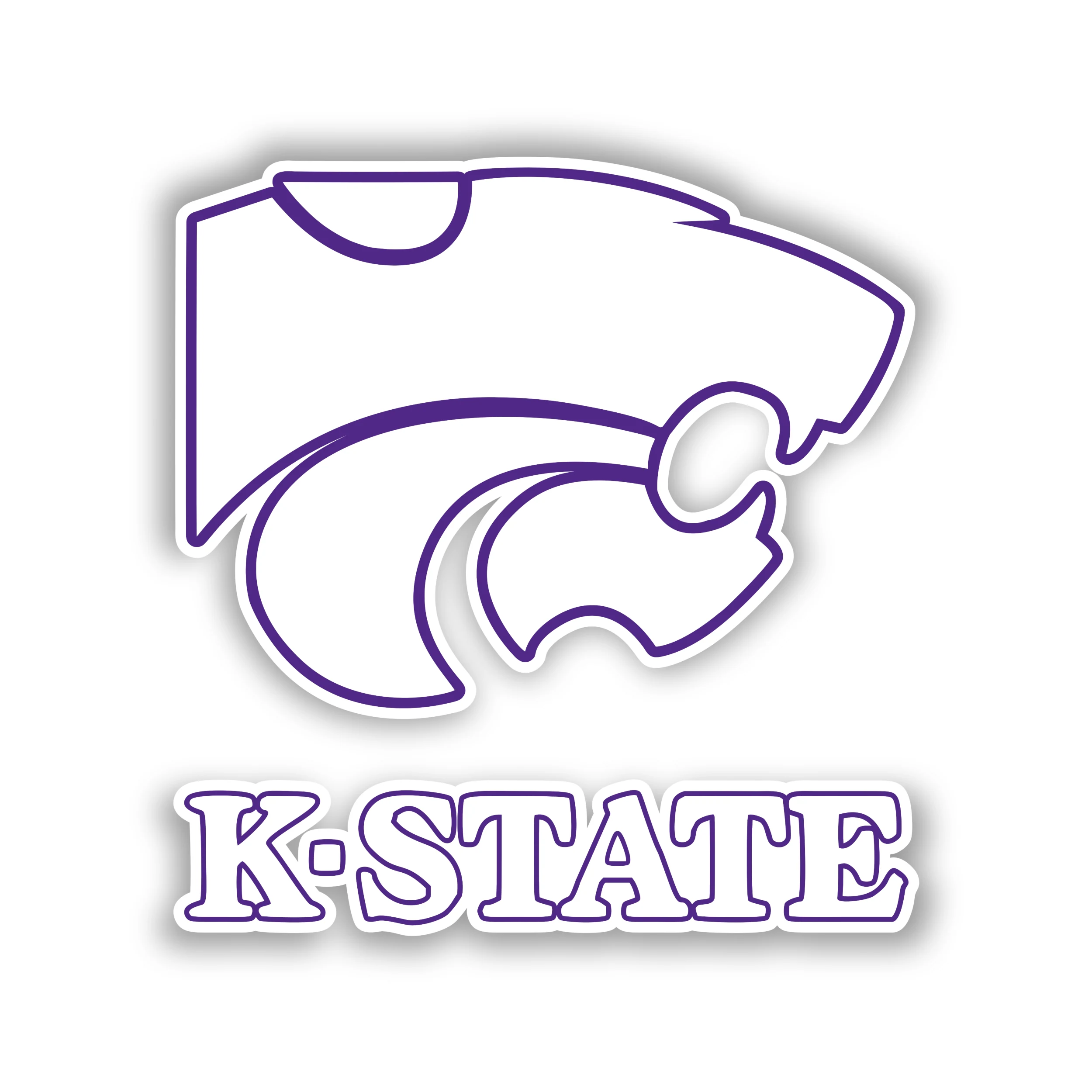 Kansas State Wildcats - White Head with K-State - Iron On DTF Transfer - Custom Size