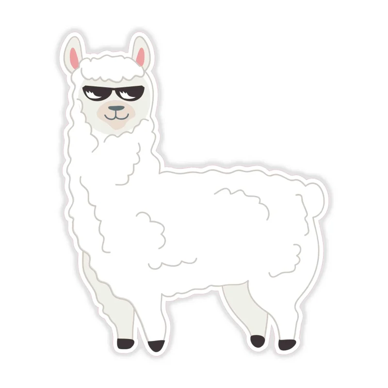 Llama Full Color Vinyl Decal - Custom Size