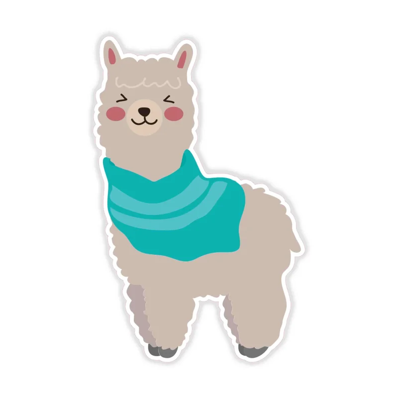 Llama Full Color Vinyl Decal - Custom Size