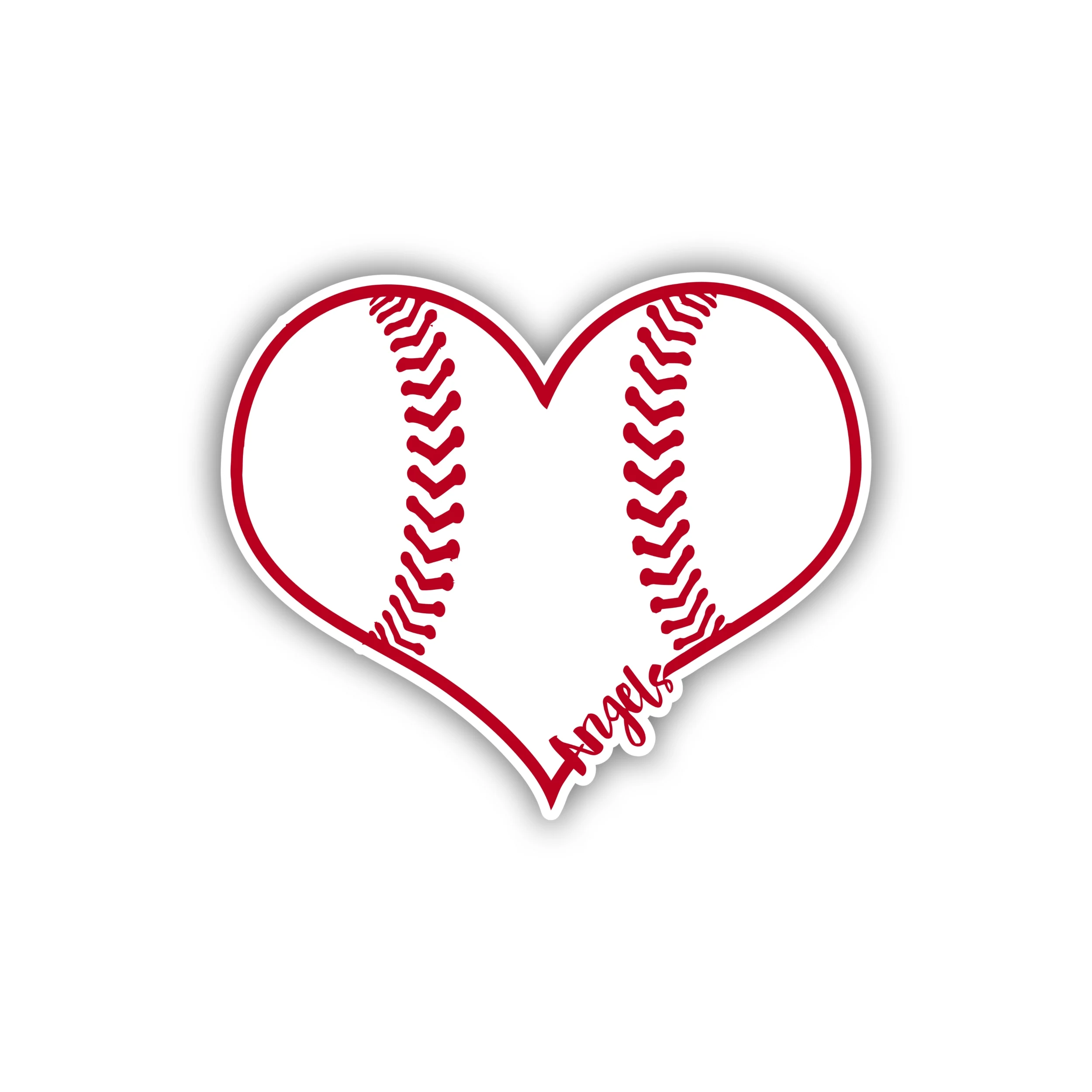 Los Angeles Angels - Baseball Heart - Iron On DTF Transfer - Custom Size