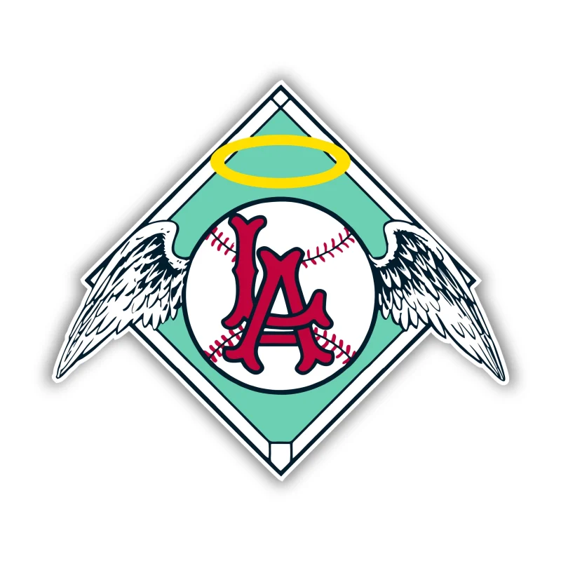 Los Angeles Angels - Plate With Baseball And Wings - Temporary Tattoo