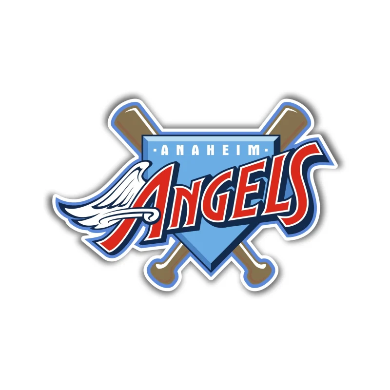 Los Angeles Angels - Plate With Baseball Bat And Wings Full Color Vinyl Sticker - Custom Size