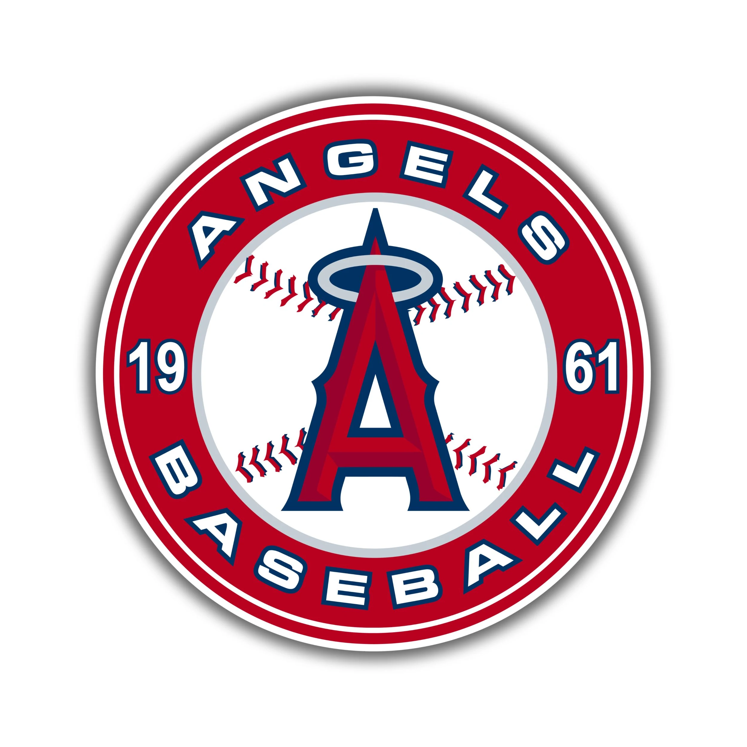 Los Angeles Angels - Red Circle With 1961 - Full Color Vinyl Sticker - Custom Size