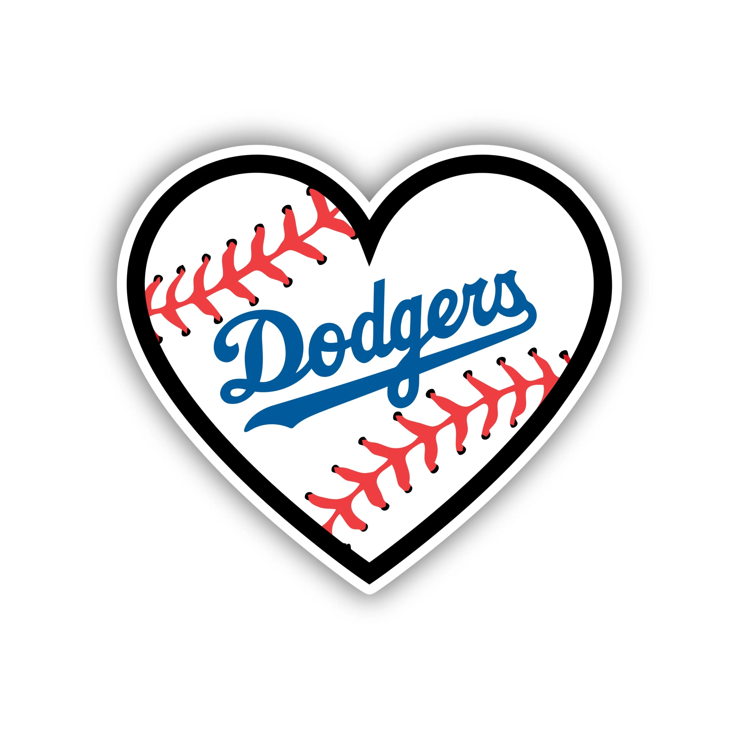 Los Angeles Dodgers - Baseball Heart With Dodgers - Iron On DTF Transfer - Custom Size